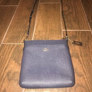 Navy Blue and Gold Coach messenger crossbody bag